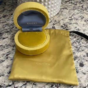 Gucci velvet earring box satin bag gold empty